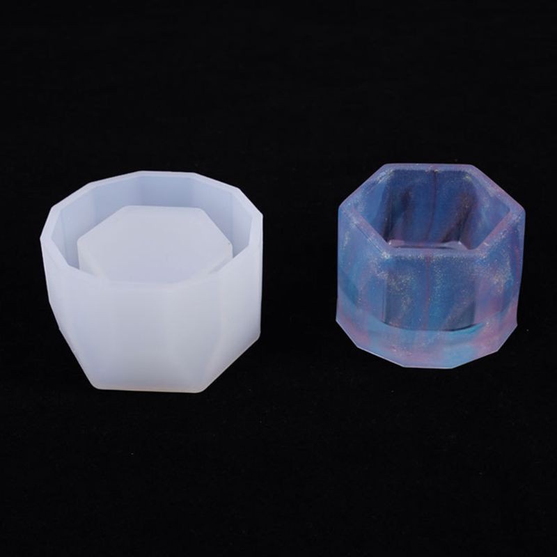 Glitter Crystal Epoxy Resin Mold Hexagon Cup Casting Silicone Mould DIY Crafts Desktop Decoration Making Tools