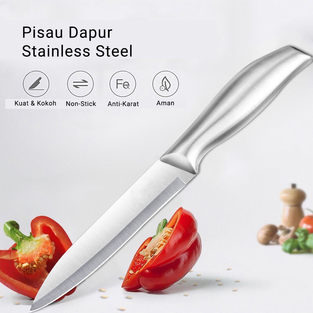 H✦ Kraz Pisau Dapur Stainless Steel Pisau Potong Daging Sayuran Buah Serbaguna