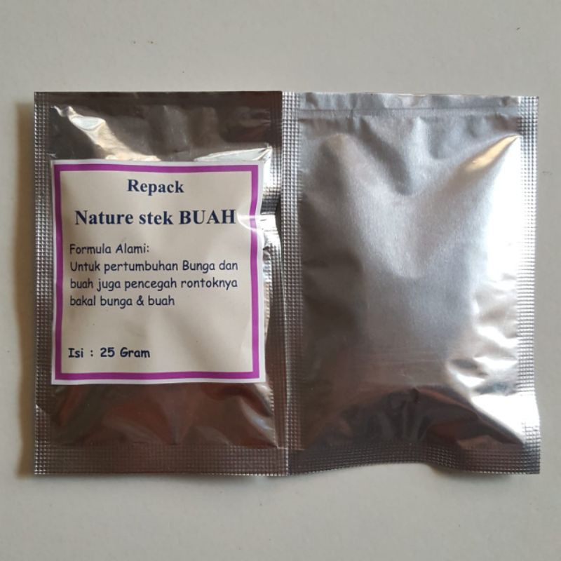 Pupuk Nature Stek Buah Repack 25GR Percepat Pertumbuhan Buah dan Anti Rontok Bunga Bakal Buah