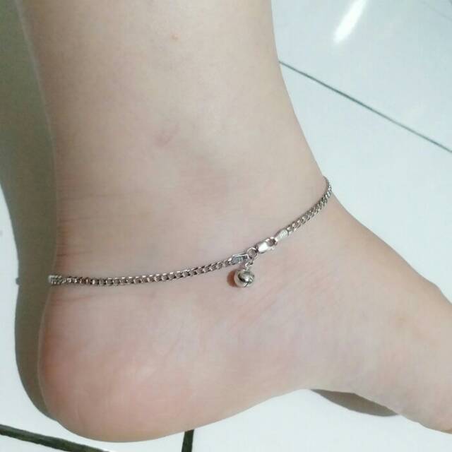 GELANG KAKI PERAK/PERHIASAN GELANG KAKI SILVER LAPIS EMAS PUTIH