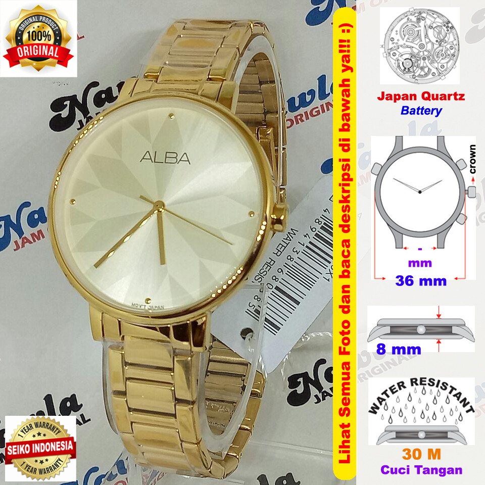 Alba Ladies AH8540X1 Quartz Gold Plate - Jam Tangan Wanita AH8540