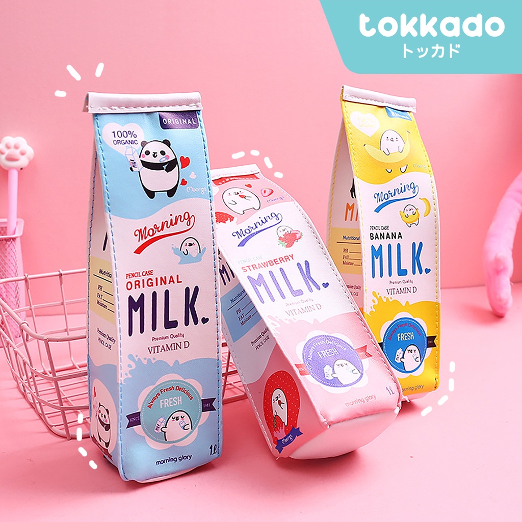 

TOKKADO Milki Pencil Case Kotak Pensil Pouch Anak Sekolah Susu Unik Lucu
