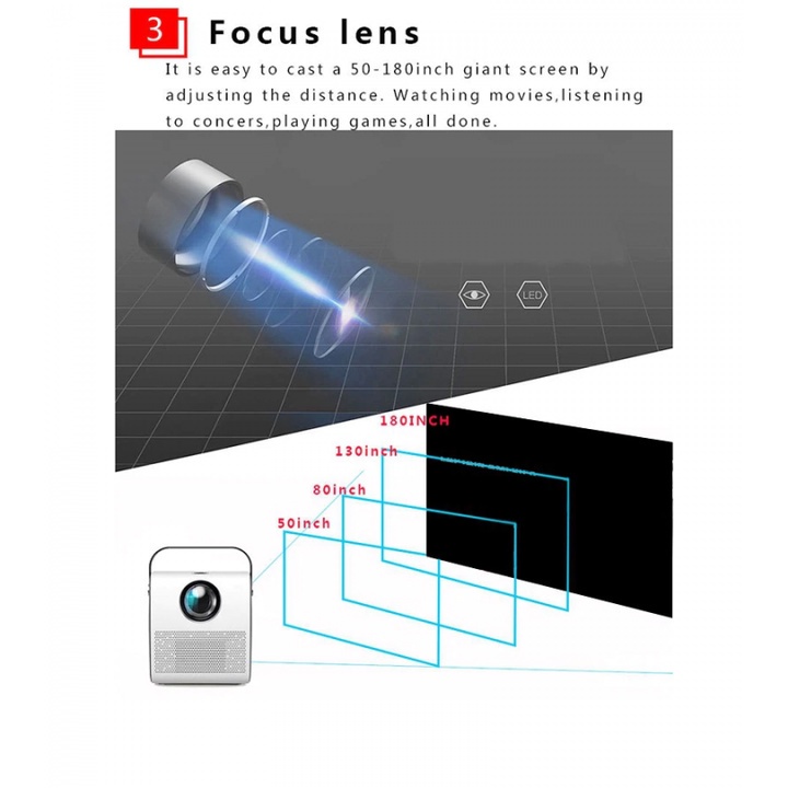 B30 Q3 Android Wifi Proyektor 2000 Lumens Built in Bluetooth Speaker