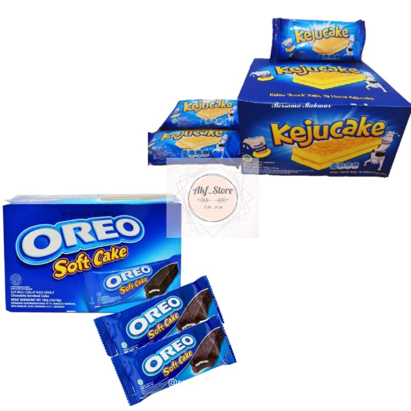 

1 BOX ISI 12 PCS OREO SOFT CAKE, KEJU CAKE, DAN BISKUAT BOLU