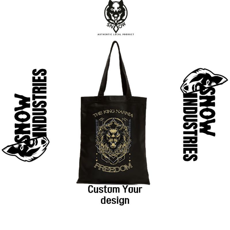 Tote Bag Wanita Pria Custom Sablon Foto / Gambar kanvas drill premium 1 sisi full colour