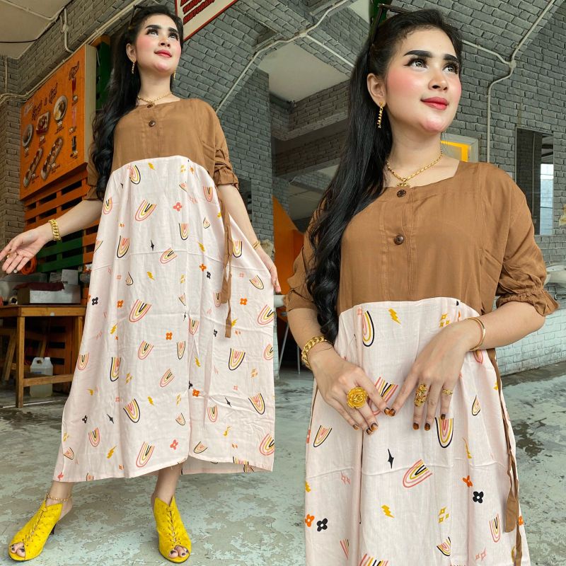 Daster Centini Dress Anabelle Lengan Kerut Busui