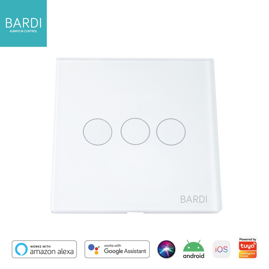 BARDI SMART WALL SWITCH EU 3 GANG WHITE/BLACK WIFI Touch WallSwitch Saklar Sakelar Pintar