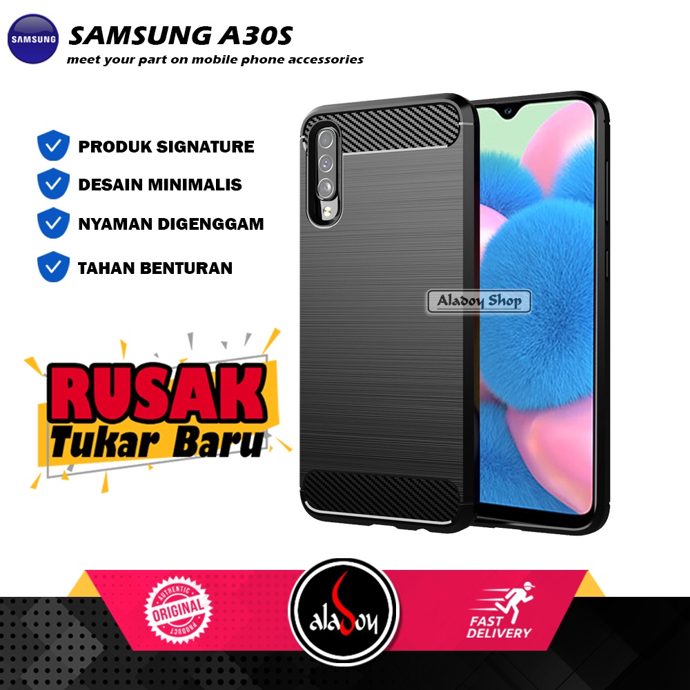 Case Samsung A30S Ultra Slim Ipaky Carbon Premium Softcase Casing