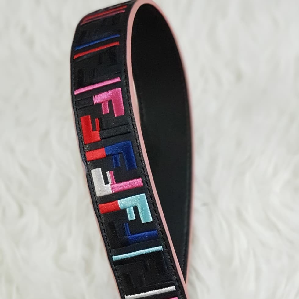 FF leather Embroidery Bag Strap