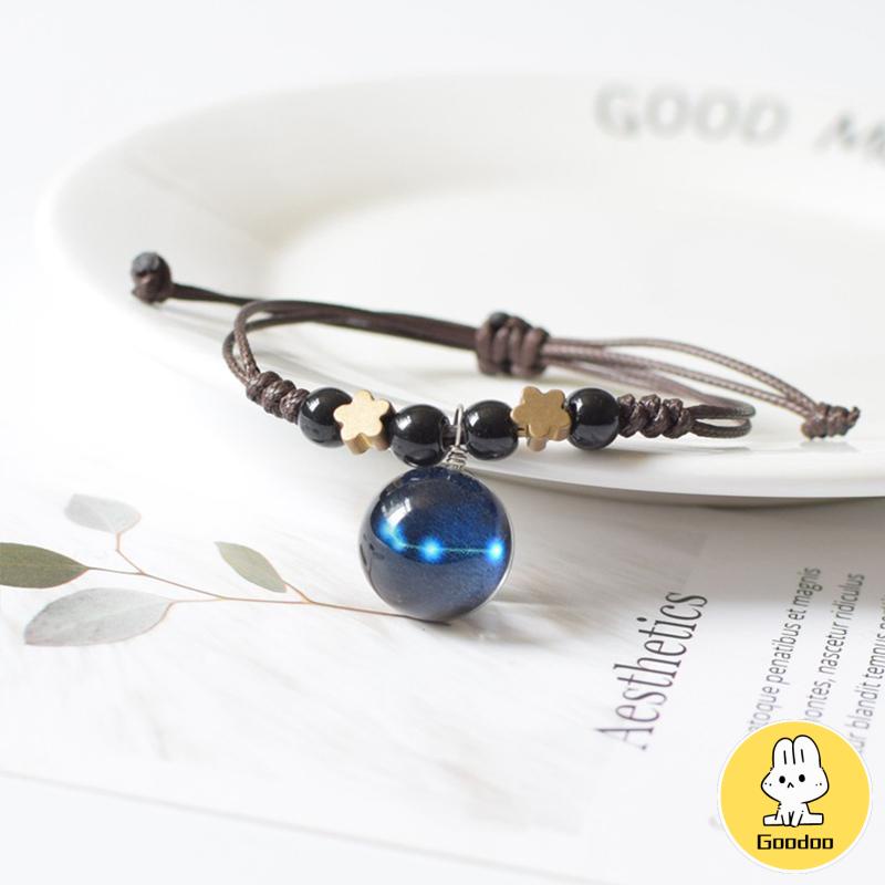 Fashion All-Match Bercahaya Dua Belas Rasi Bintang Gelang Pasangan Pacar Hadiah Perhiasan Tenunan Tangan -Doo