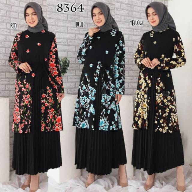 8364 Baju Atasan Muslim Tunik Jersey Free Belt