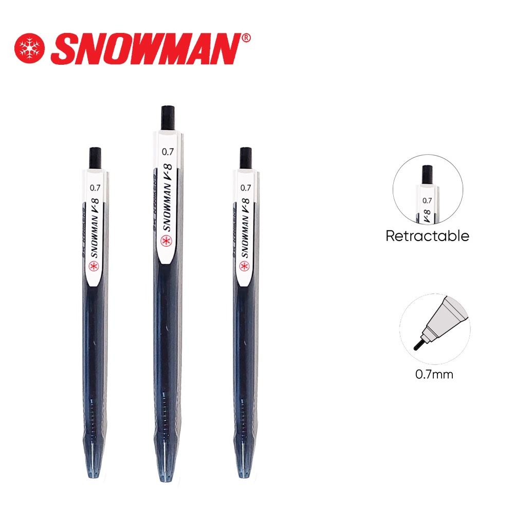 

Retractable Ballpen Pulpen Pen Pena Snowman V8 0.7 mm