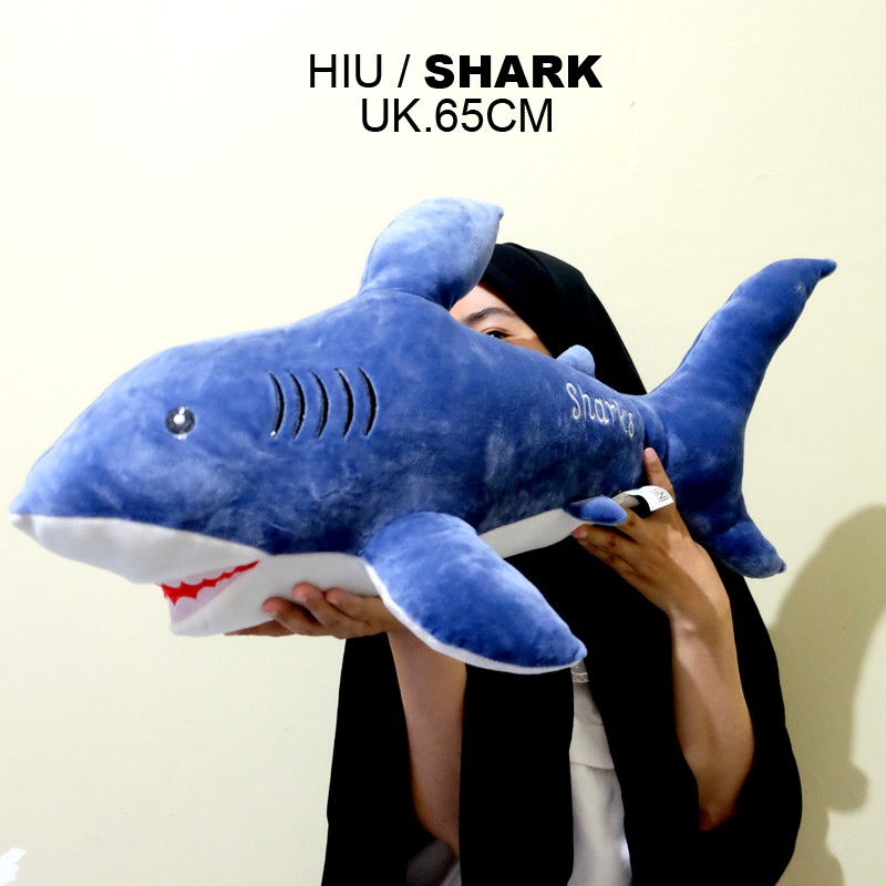 boneka ikan hiu shark besar 65cm lembut banget animal laut