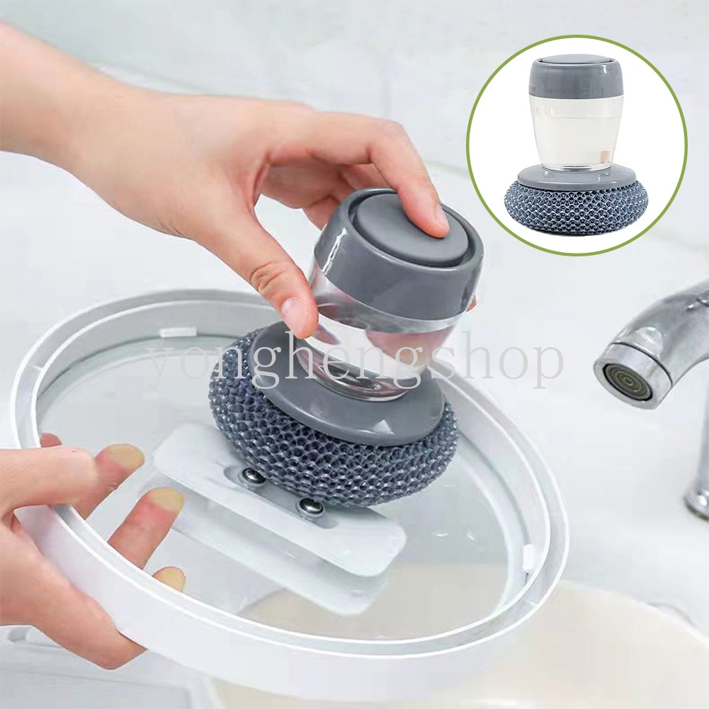 Sikat Pembersih 2 In 1 Dengan Dispenser Sabun Model Tekan Untuk Dapur