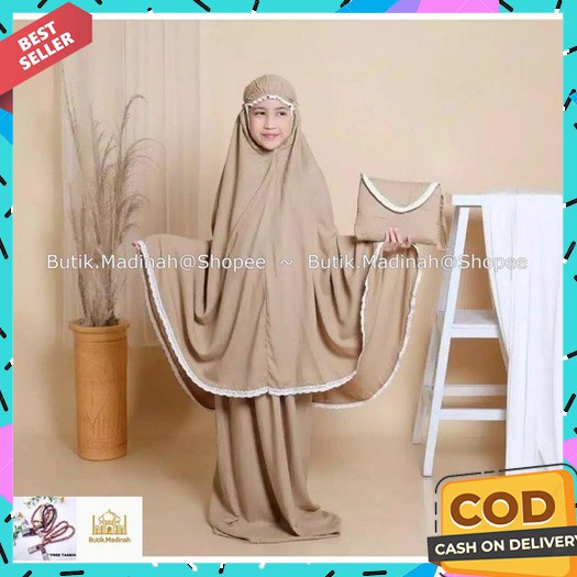 Mukena Anak Anak Polos Renda Untuk Anak Usia 5-10 Tahun Butik.Madinah Mukena Anak Tanggung Sheila Ba