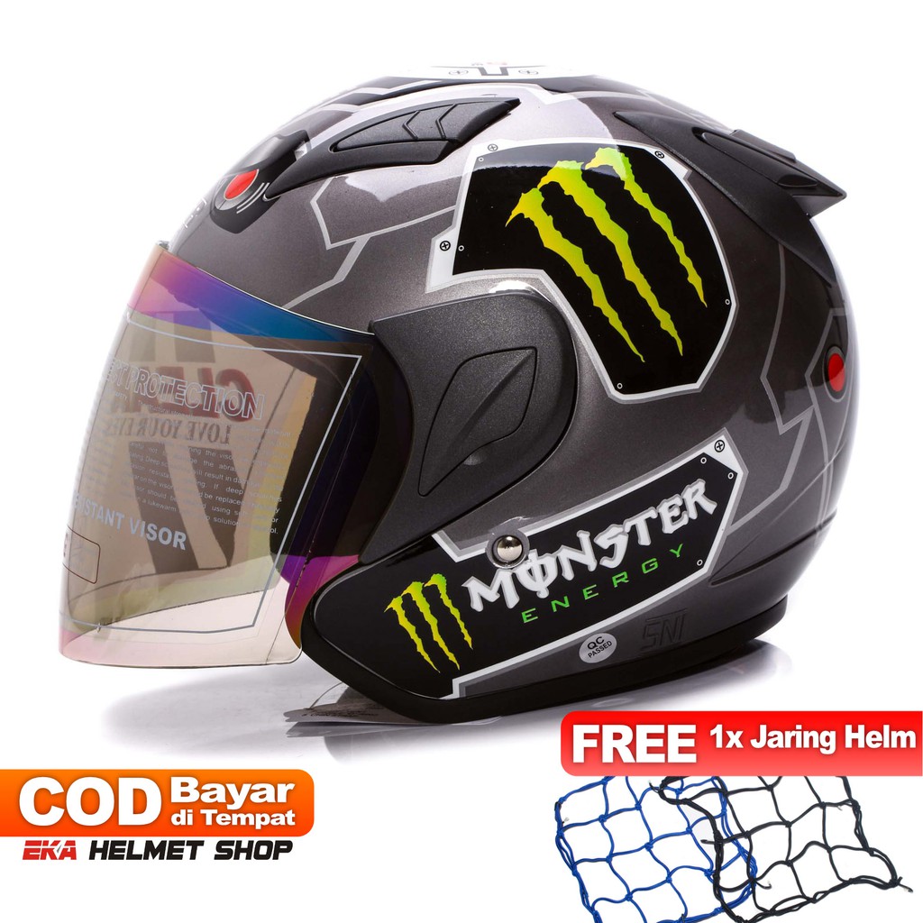 [Helm Dewasa] MSR Helmet Javelin - Monster - Abu Abu + Promo Gratis Jaring Helm