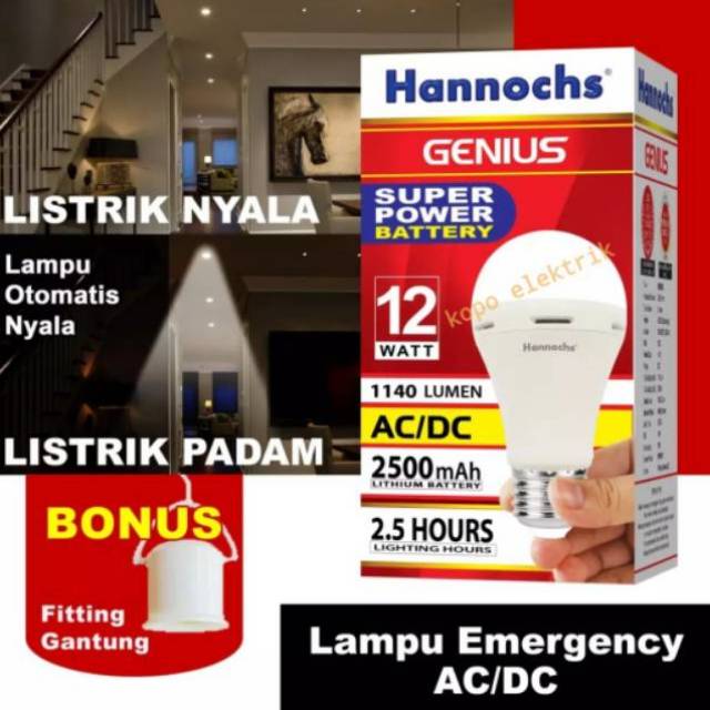 Lampu Emergency Hannochs 12w Led Hannoch Genius 12 watt Putih