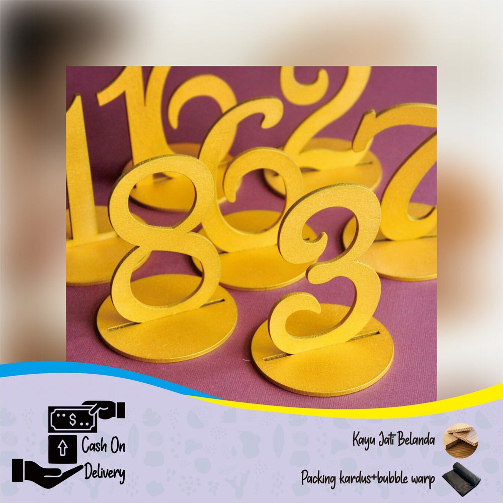 Nomer Meja Wedding Party/Nomer Meja Kayu Custom/Nomer Meja Cafe