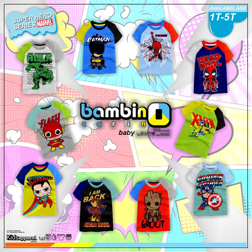 mg KAOS  SUPERHERO ANAK  BAYI LAKI LAKI BAMBINO  1 5T 