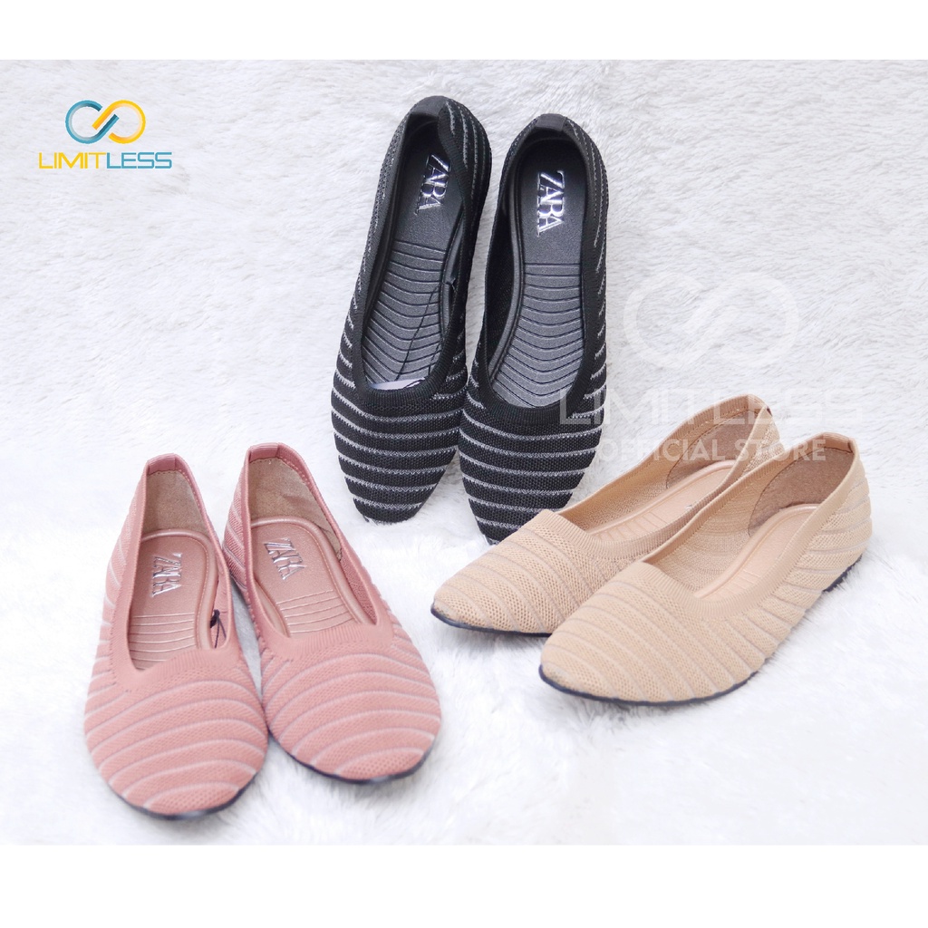 Sepatu Flat Shoes Laily Fashionable Sepatu Wanita Flat Stylish Women Shoes Bahan Rajut Korean Style