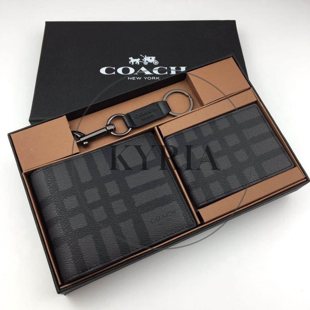 dompet lipat pria 3-IN-1 WALLET WITH WILD PLAID PRINT F22534