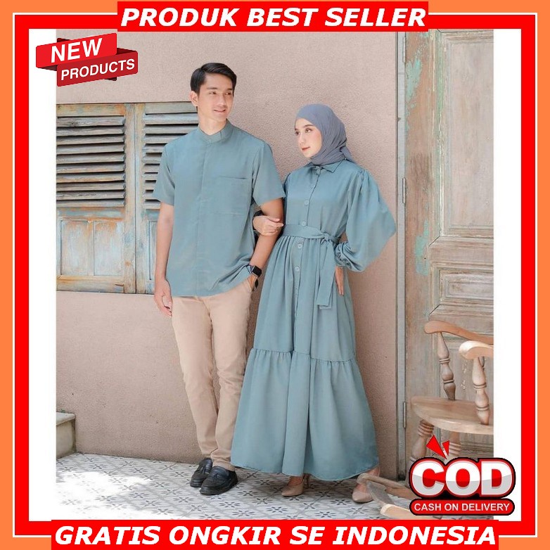 Ready Sarimbit Expression By Nibras (Coriander) | Sarimbit Keluarga Nibras | Gamis Couple Nibras | N