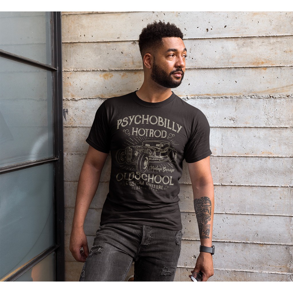 Kaos Distro Psychobilly Hot Rod Garage Custom Engine produk lokal kualitas Premium bisa COD