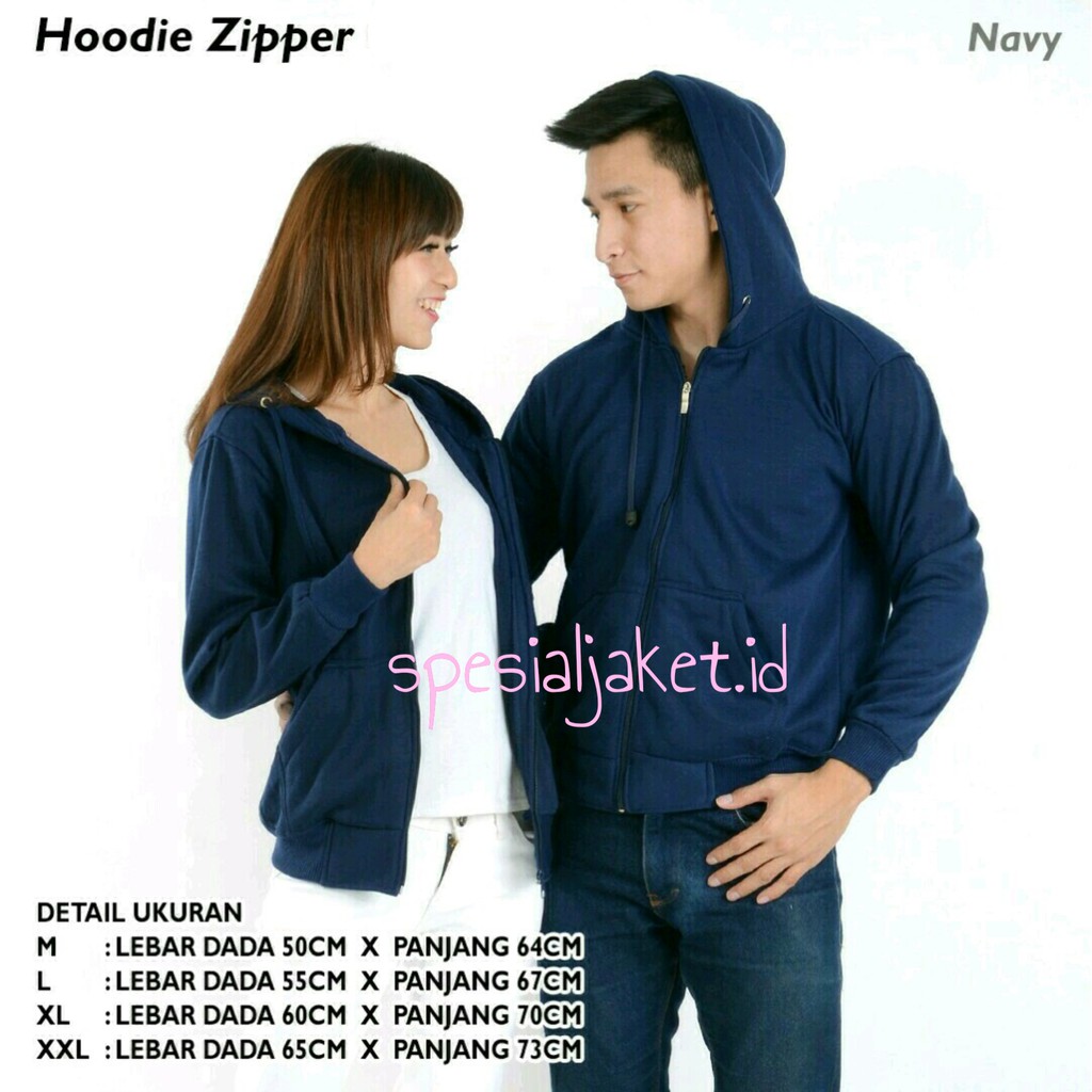 JAKET POLOS HOODIE ZIPPER SIZE M-XXL ( PRIA & WANITA )-NAVY