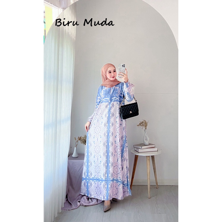 Aurora Dress - Gamis Terbaru Maxmara Silk Premium Dress Wanita Lengan Panjang Maxi Dress Kekinian LD 110 cm