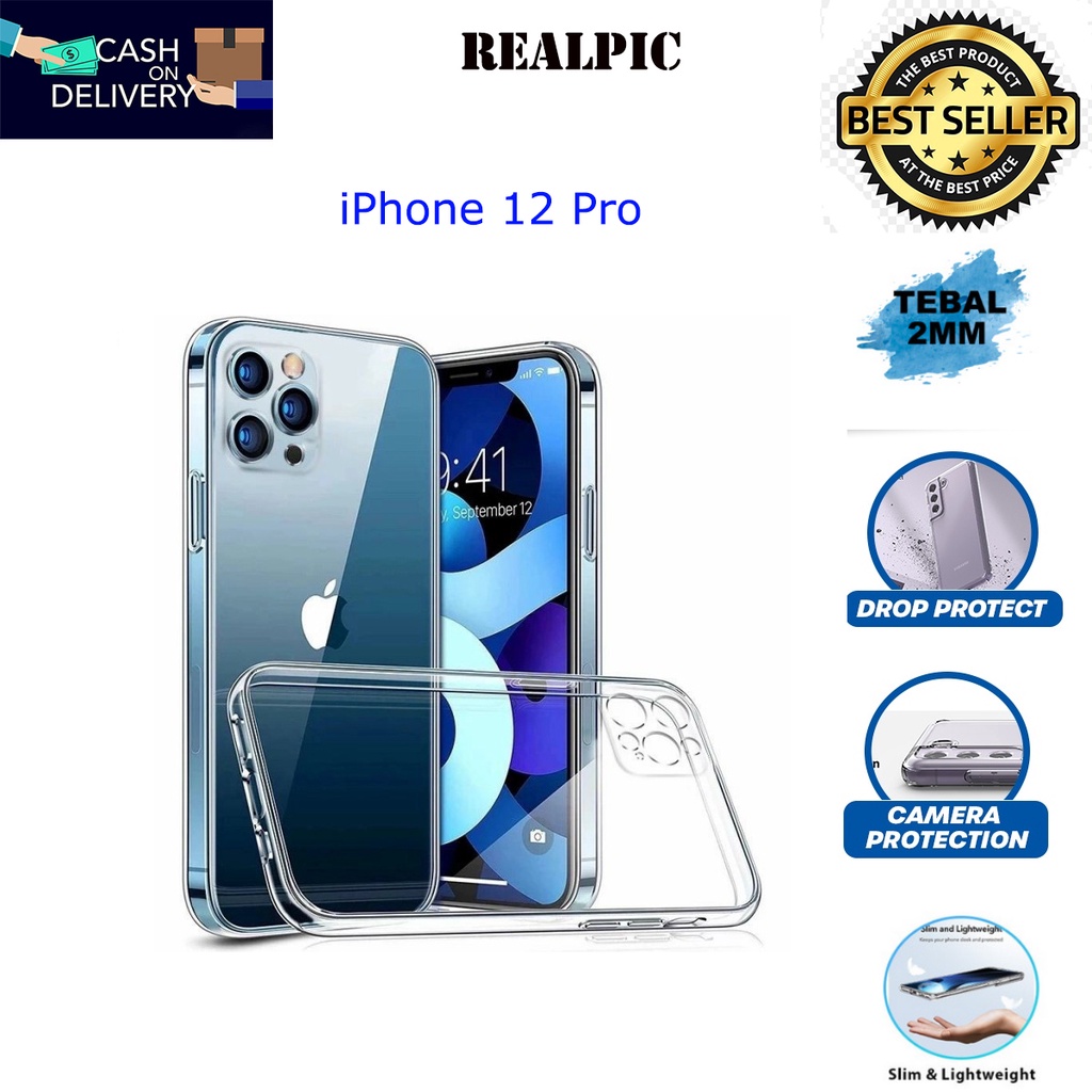 Case iPhone 12 Pro Casing Clear HD KETEBALAN 2MM BENING TRANSPARAN TPU Premium Softcase