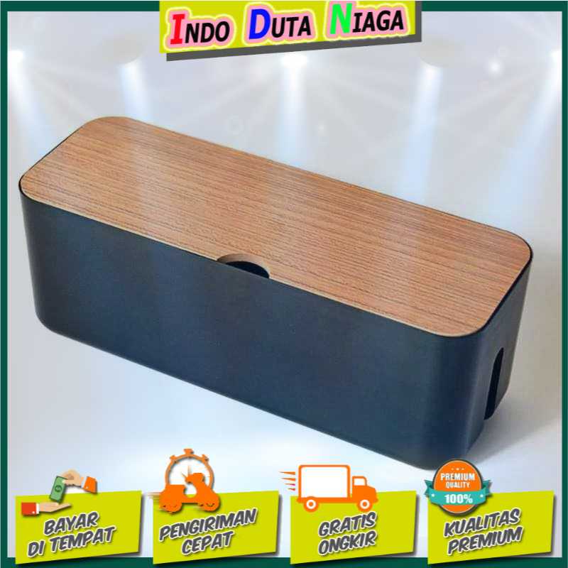 IDN TECH - CARPRIE Kotak Kayu Organizer Manajemen Kabel Charger - FT-100