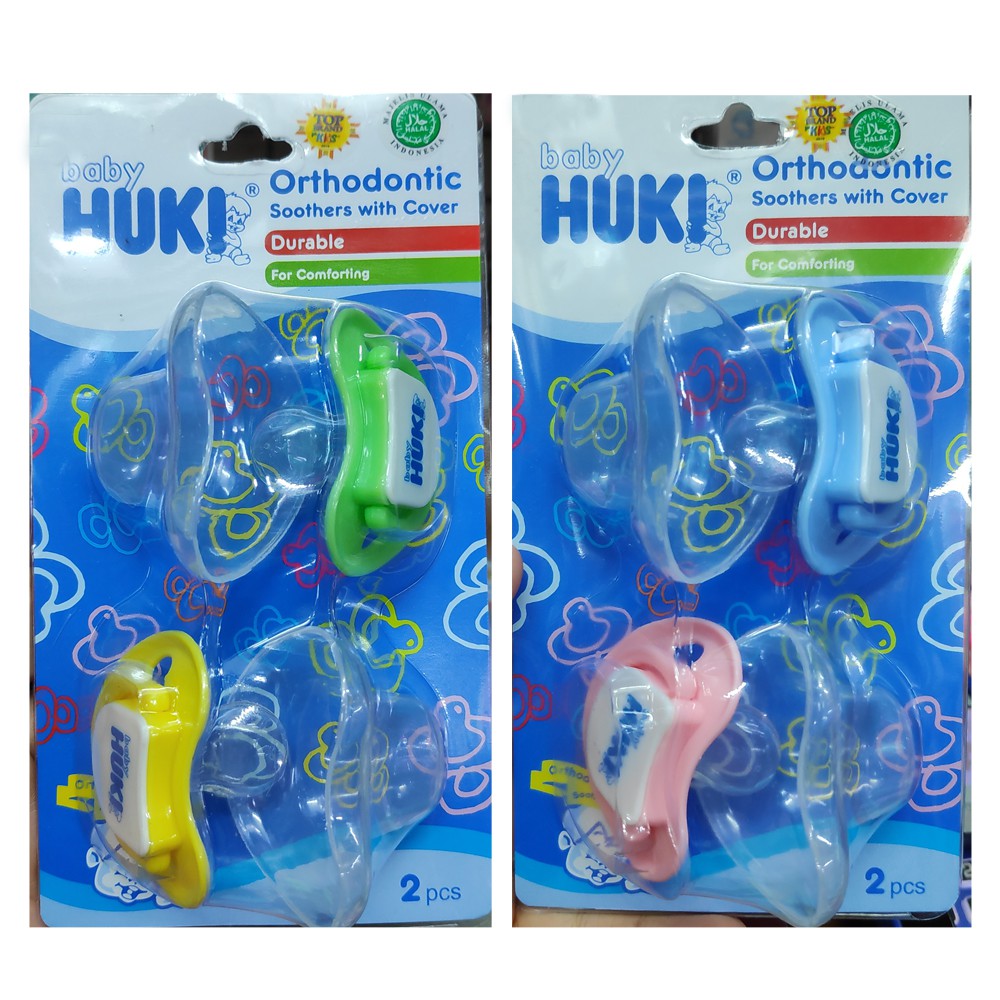 Empeng Bayi Huki 1 set isi 2 Baby Pacifier Baby Huki Orthodontic Soothers with Cover