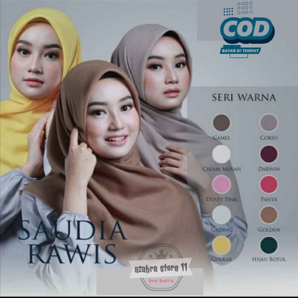 Hijab Segi Empat Saudia Rawis  Polos | segi empat polos buat sekolah