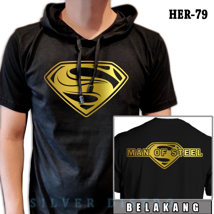 Kaos Hoodie Superman Dewasa HER-79 Baju Distro Logo Man of Steel Superhero