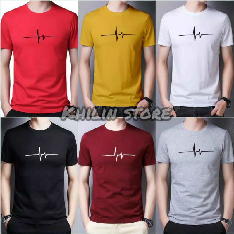 Kaos pria dan wanita dewasa baju detak jantung katun distro kaos premium detak jantung original