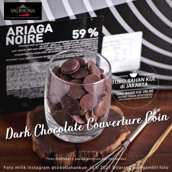 

Valrhona Ariaga Noire 59% 500gr Chocolate Dark Couverture Coin Cokelat