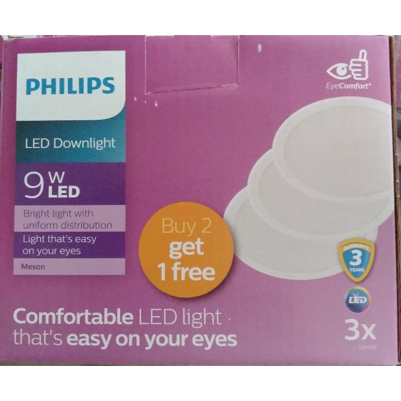 Downlight LED Philips Meson 9 Watt Beli 2 Gratis 1 variasi warna putih dan kuning