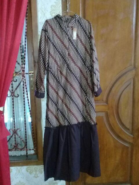 Zola_batik Gamis Batik Rempel Wollpeach Mix Katun Meisya - Wolfis Meisya
