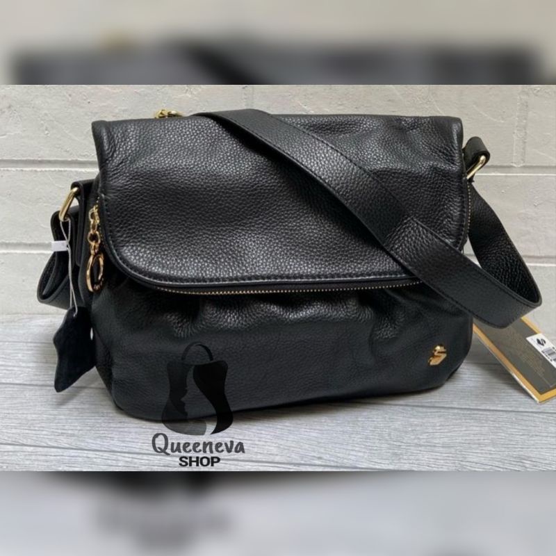 Tas Selempang Wanita Savvy Original Bahan Kulit Asli Hitam / S8151