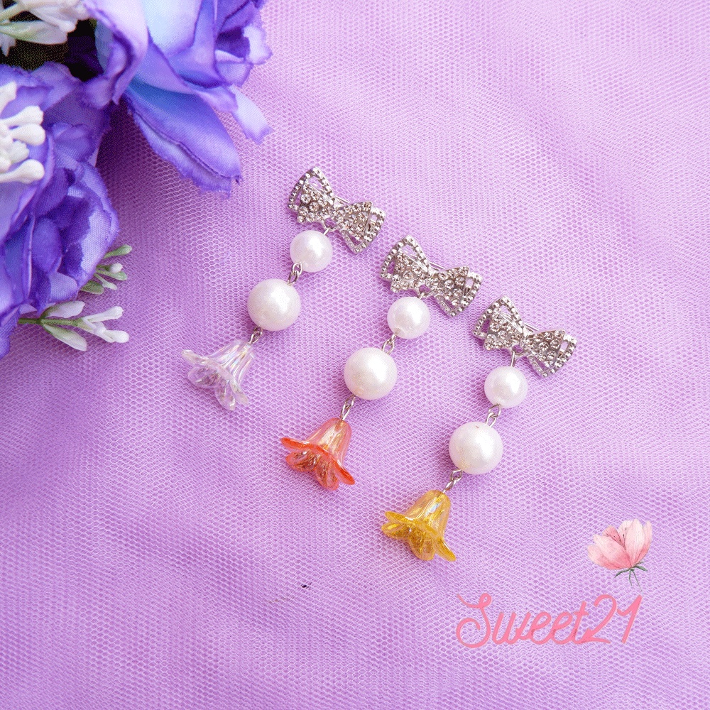 Sweet21 Bross Dagu  Akesesoris Fashion Hijab Mutiara Terompet Bros Anting Mutiara Kekininan