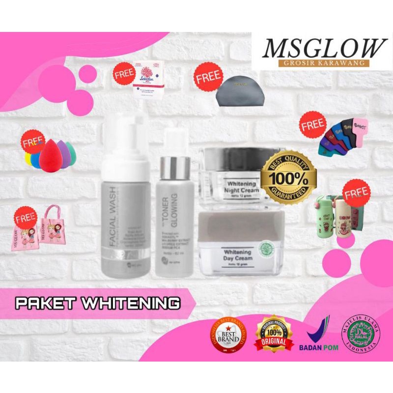 Paket skincare wajah ms glow whitening series mencerahkan kulit kusam original termurah