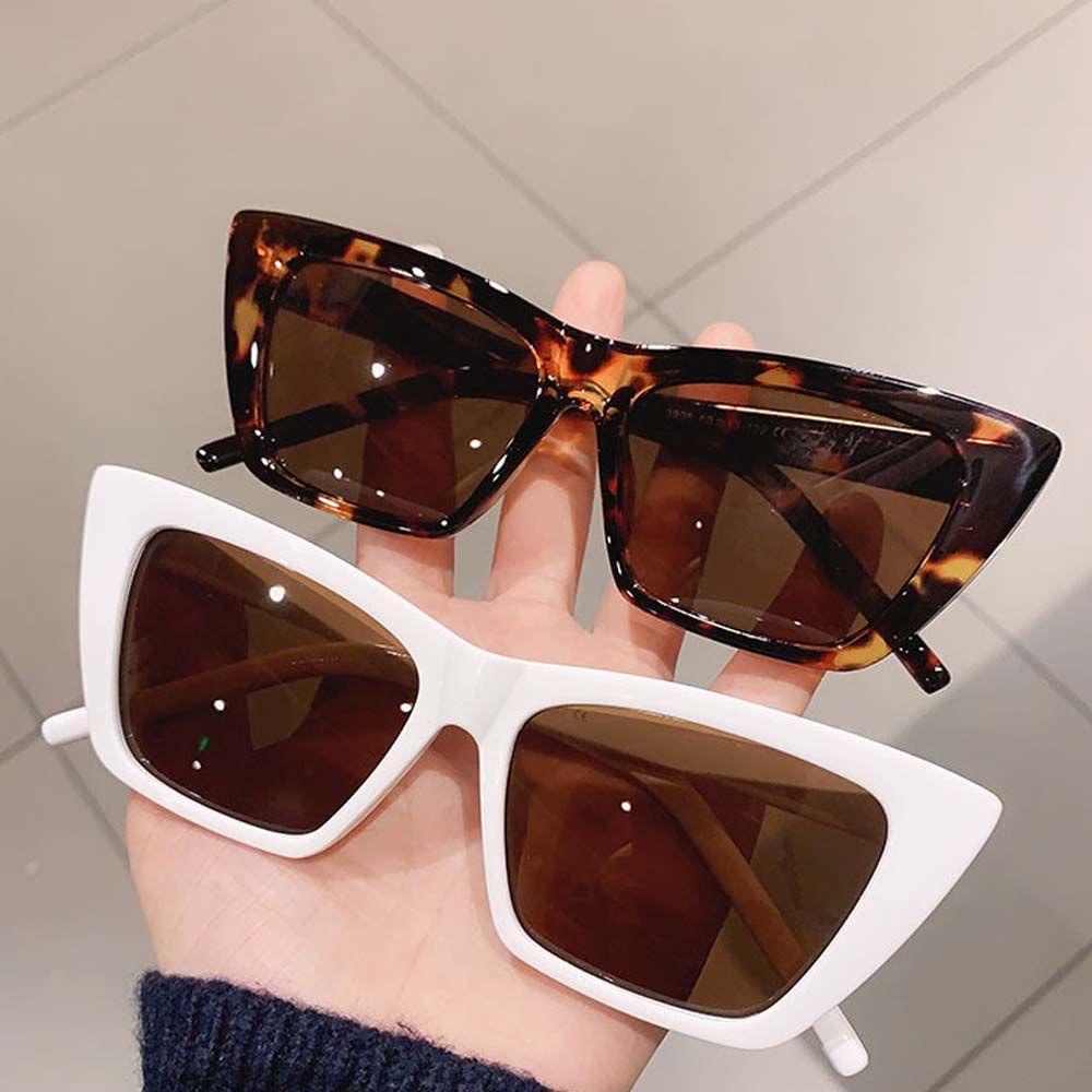 Mxbeauty Kacamata Hitam Mata Kucing Fashion Punk Hip Pop Motif Leopard Segitiga Kotak Hitam Gaya Korea Sunglasses