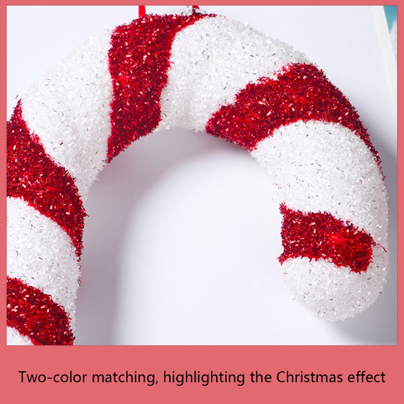 Ornamen Permen Tongkat Glitter Model Gantung Untuk Dekorasi Pohon Natal