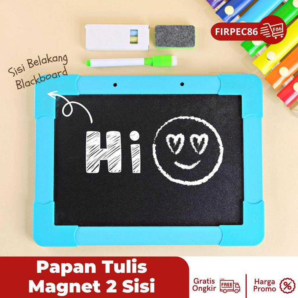 Papan Tulis 2 Sisi / Double Side Magnetic Alphabet / Whiteboard &amp; Blackboard