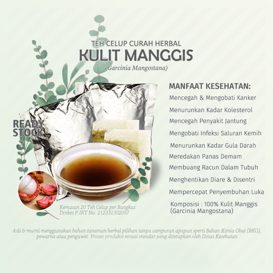 

Teh Celup Herbal Kulit Manggis Manggusto Manggu Mangostan Mangosteen