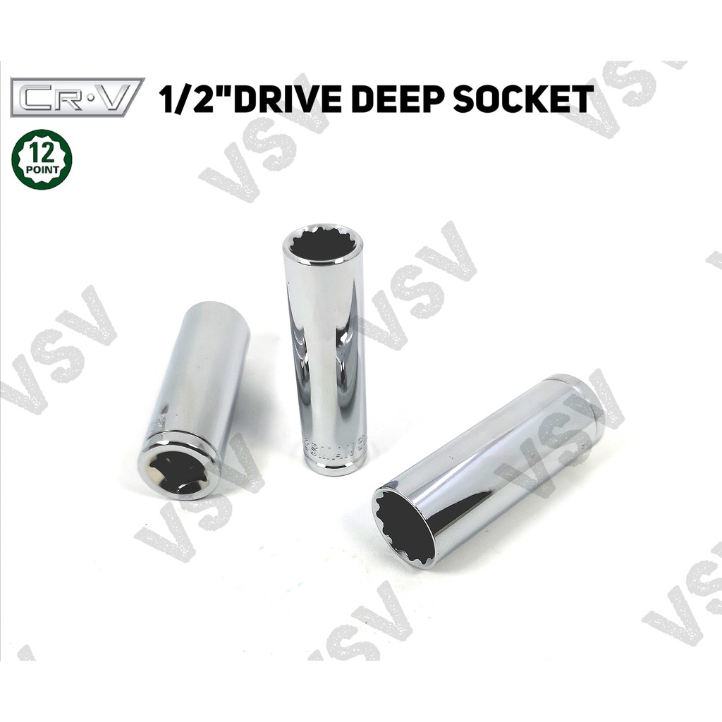 Gestar Deep Socket 1/2&quot; 12PT 23mm, 24mm Kunci deep Shock Long Sock