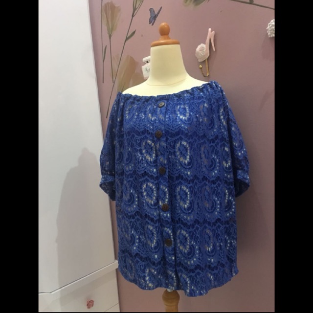 Big Size Blouse Sabrina Brokat Strech