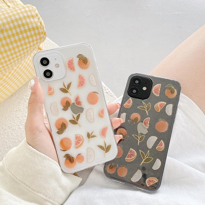 Case Oppo Reno 8 8z 5G 7 7z 6 Pro A57 2022 A16 A16k A16e 4G A96 A55 A76 A95 5 5F 4 4F Tangerine Glitter Case