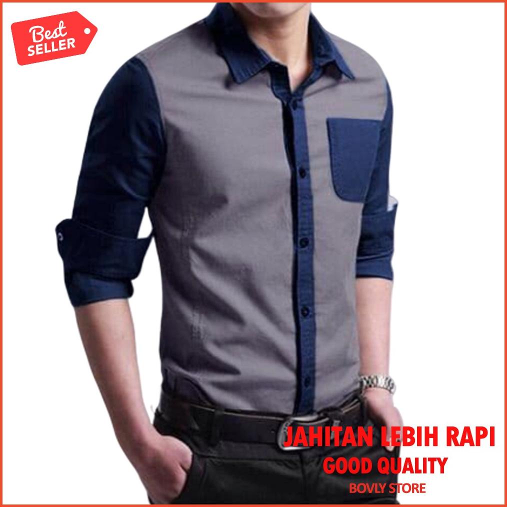 HOLLXMALL | KEMEJA PRIA HEM MURAH BAJU FORMAL MODEL TERBARU BEST SELLER Q7D6 CASUAL KEREN FASHION