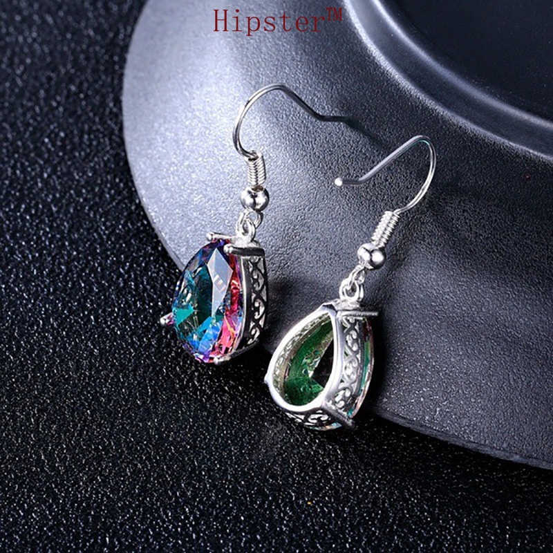 Hot Sale New Fashion Colorful Stone Pear-Shaped Earrings